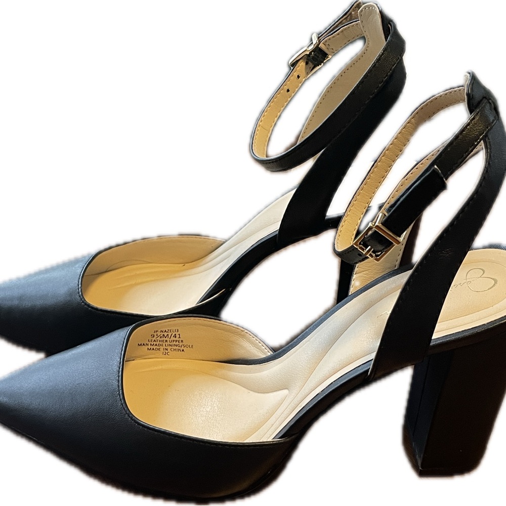Jessica Simpson Black Chunky Heel Ankle straps size 9.5 - Picture 2 of 6